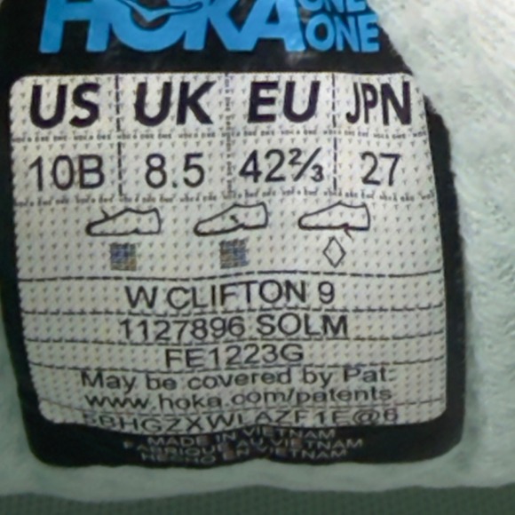 Hoka One One Womens Size 10 B Clifton 9 Running Shoes Teal Purple 1127896 SOLM - Picture 9 of 9